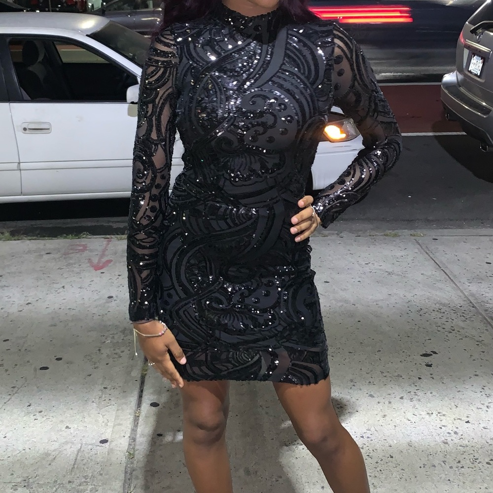 Black sequins dress